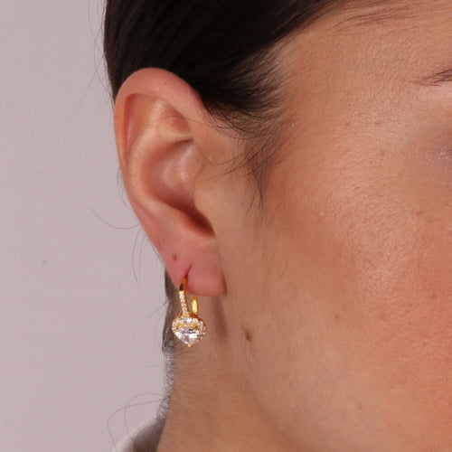 Orecchini in Argento a cuore con punto luce e zirconi | Rohome