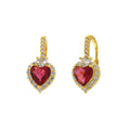 Orecchini in Argento a cuore rosso con punto luce e zirconi | Rohome