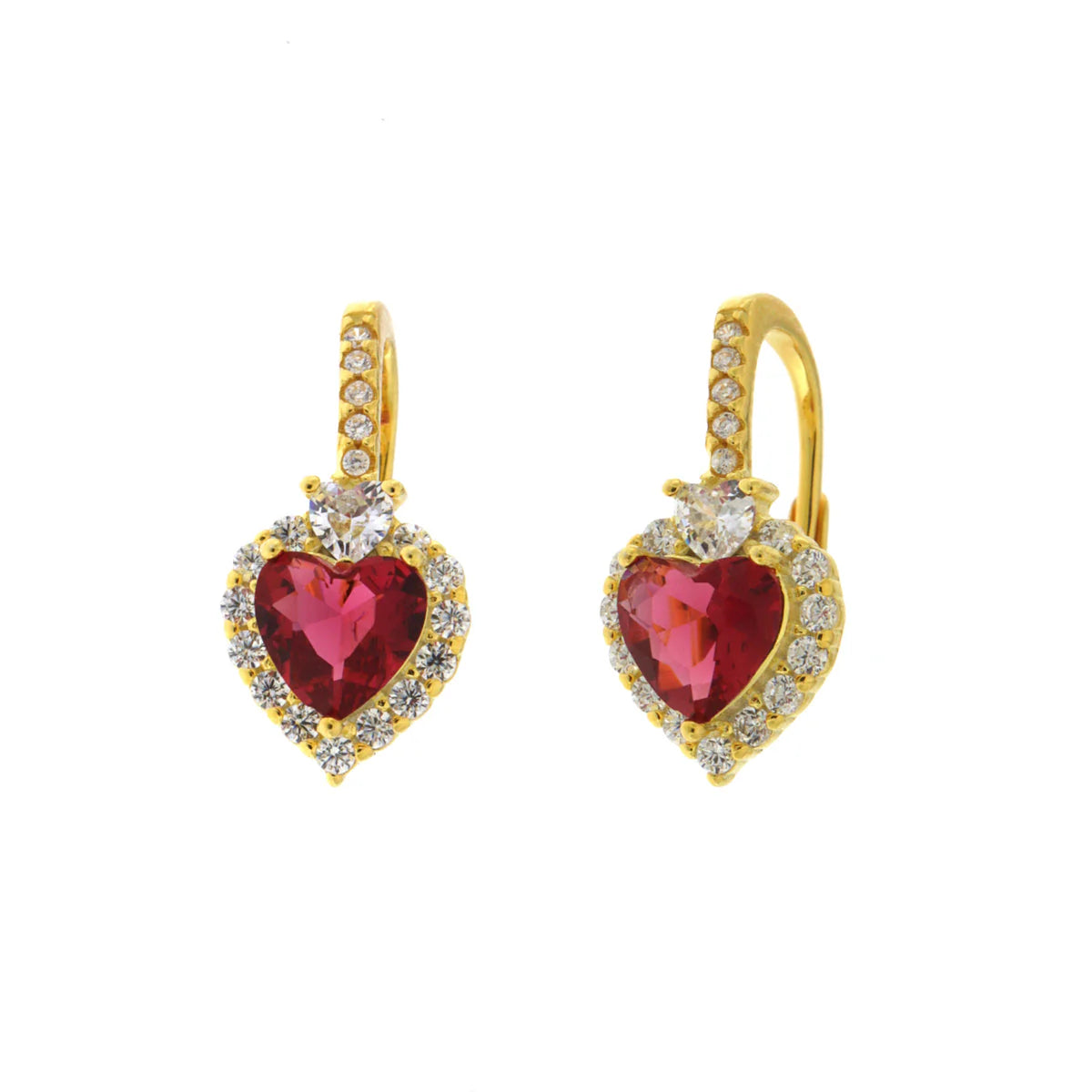 Orecchini in Argento a cuore rosso con punto luce e zirconi | Rohome