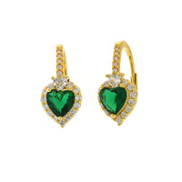 Orecchini in Argento a cuore verde con punto luce e zirconi | Rohome