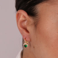 Orecchini in Argento a cuore verde con punto luce e zirconi | Rohome
