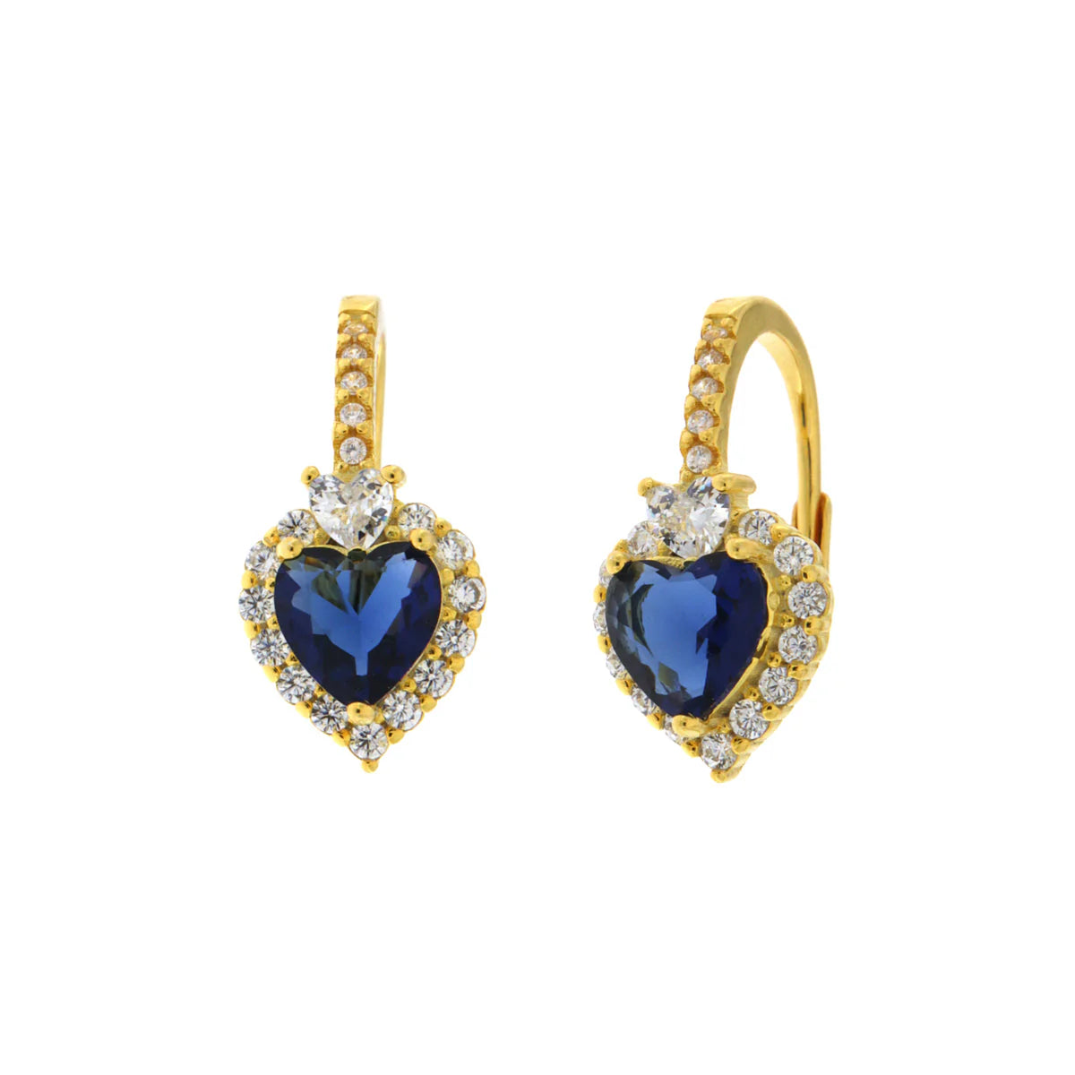 Orecchini in Argento a cuore blu con punto luce e zirconi | Rohome