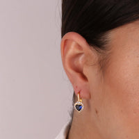Orecchini in Argento a cuore blu con punto luce e zirconi | Rohome