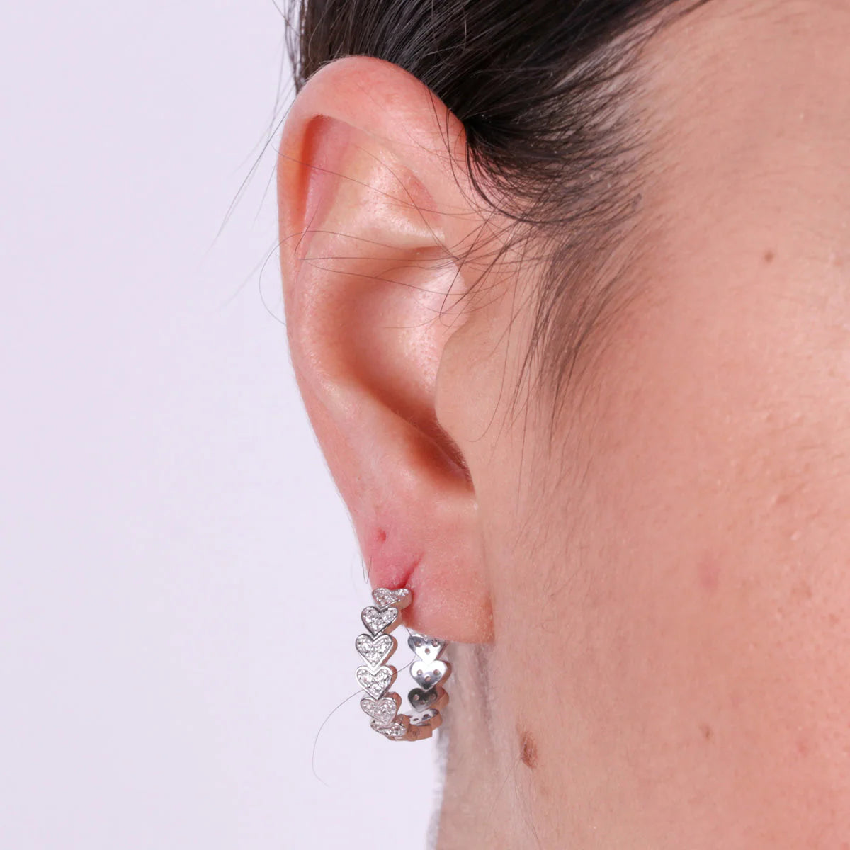 Orecchini in Argento con cuori zirconi | Rohome