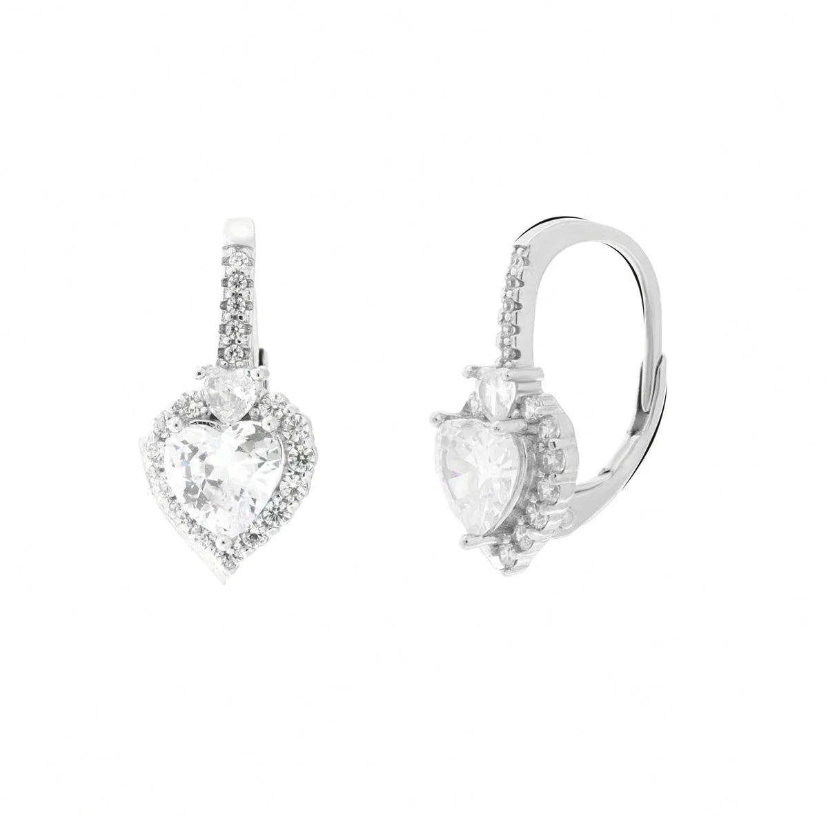 Orecchini in Argento con cuore trasparente e zirconi | Rohome