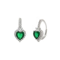 Orecchini in Argento con cuore verde e zirconi | Rohome