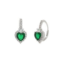 Orecchini in Argento con cuore verde e zirconi | Rohome