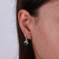 Orecchini in Argento con cuore verde e zirconi | Rohome