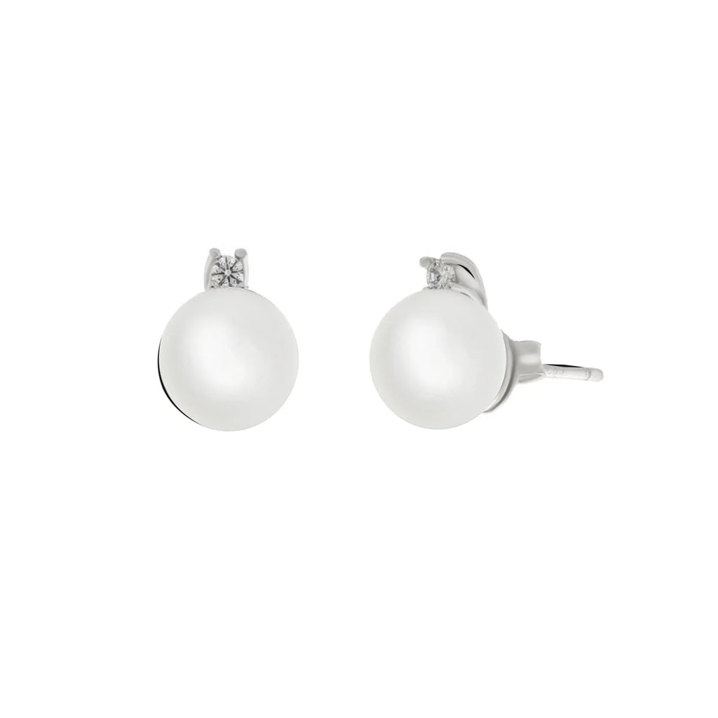 Orecchini in Argento con perla bianca a lobo grande | Rohome
