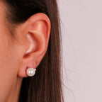 Orecchini in Argento con perla bianca a lobo grande | Rohome