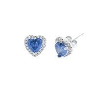Orecchini in Argento a cuore blu e zirconi a lobo | Rohome