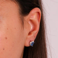 Orecchini in Argento a cuore blu e zirconi a lobo | Rohome