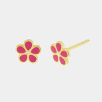 Orecchini in Argento con fiore magenta a lobo | Rohome