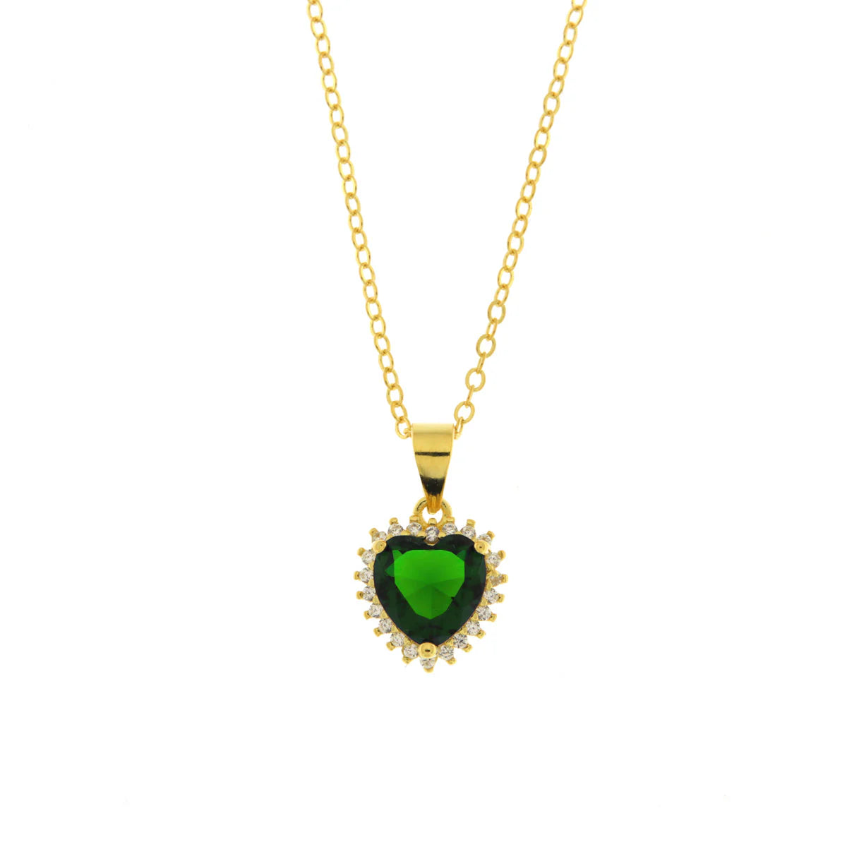 Collana in Argento con pendente zircone a cuore verde | Rohome