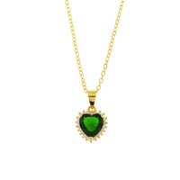 Collana in Argento con pendente zircone a cuore verde | Rohome