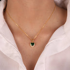Collana in Argento con pendente zircone a cuore verde | Rohome