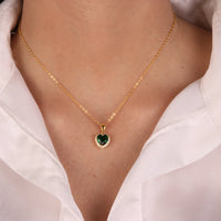 Collana in Argento con pendente zircone a cuore verde | Rohome