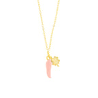 Collana in Argento con corno portafortuna rosa| Rohome