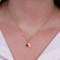 Collana in Argento con corno portafortuna rosa| Rohome