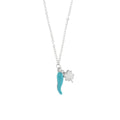 Collana in Argento con corno portafortuna azzurro | Rohome