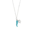 Collana in Argento con corno portafortuna azzurro | Rohome