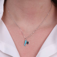 Collana in Argento con corno portafortuna azzurro | Rohome