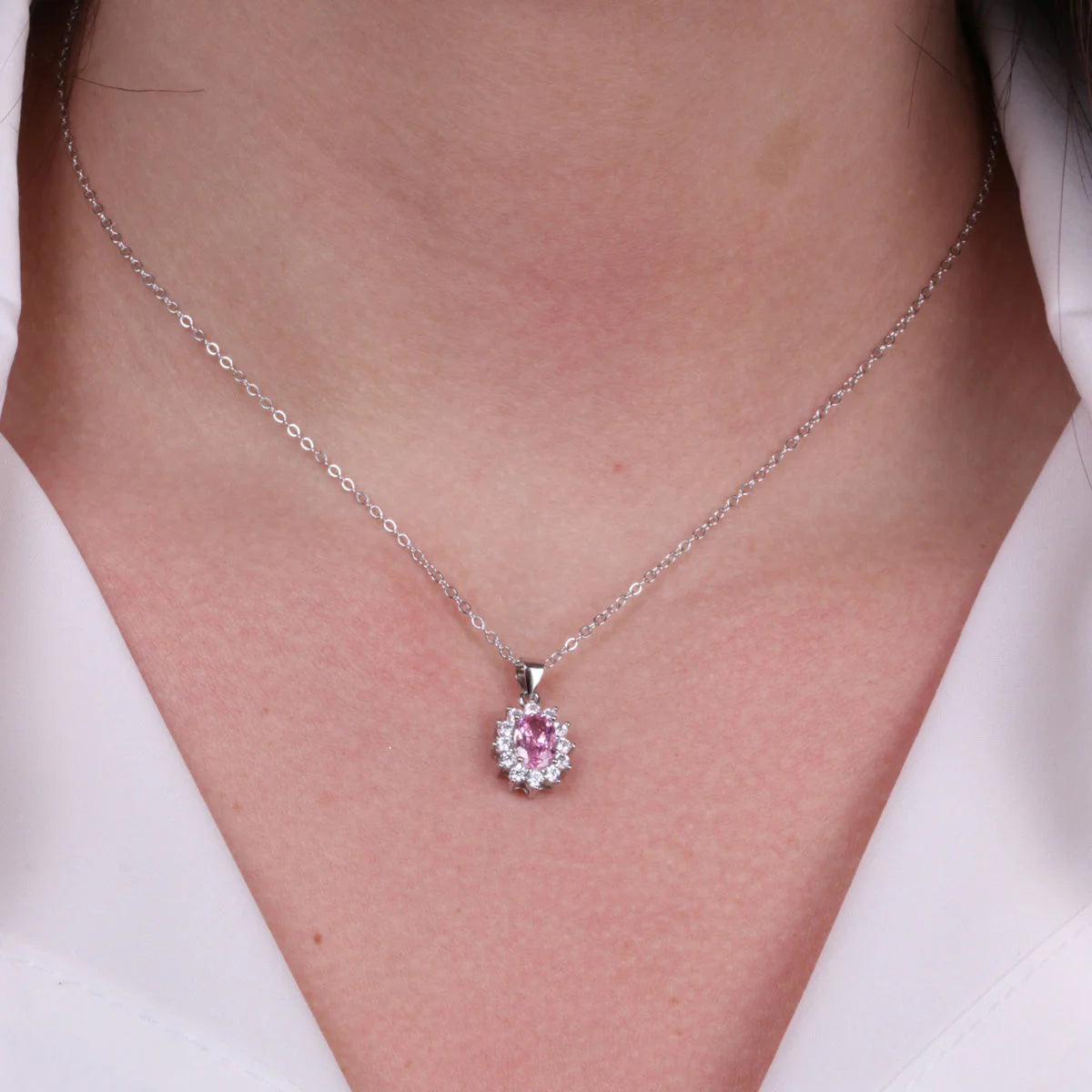 Collana in Argento con zirconi trasparente e rosa | Rohome