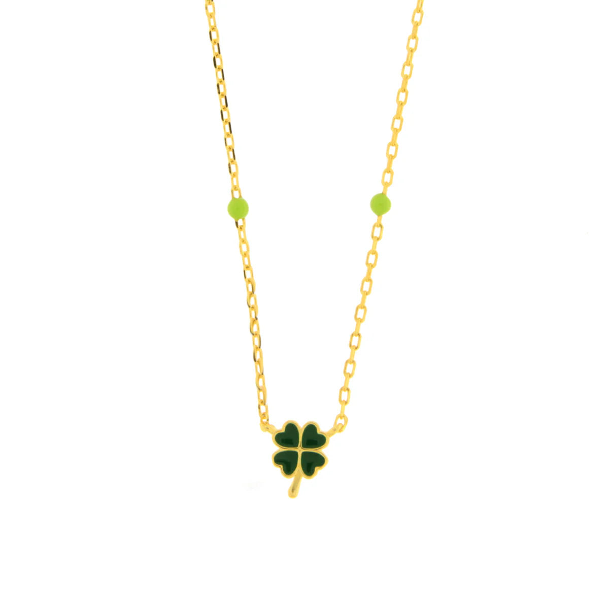 Collana in Argento a forma di quadrifoglio verde  | Rohome