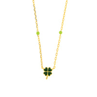 Collana in Argento a forma di quadrifoglio verde  | Rohome