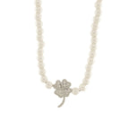 Collana in Argento con perle e ciondolo quadrifoglio | Rohome