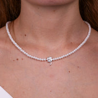 Collana in Argento con perle e ciondolo quadrifoglio | Rohome