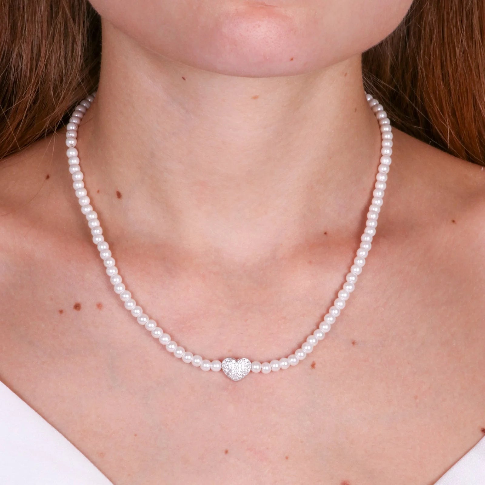 Collana in Argento con perle e ciondolo cuore | Rohome