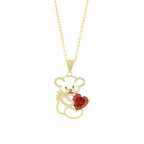 Collana in Argento orsacchiotto con zircone rosso | Rohome