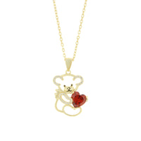Collana in Argento orsacchiotto con zircone rosso | Rohome
