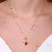 Collana in Argento orsacchiotto con zircone rosso | Rohome