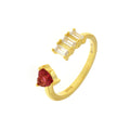 Anello in Argento con zirconi e cuore rosso | Rohome