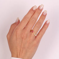 Anello in Argento con zirconi e cuore rosso | Rohome