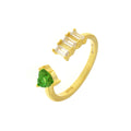 Anello in Argento con zirconi e cuore verde | Rohome