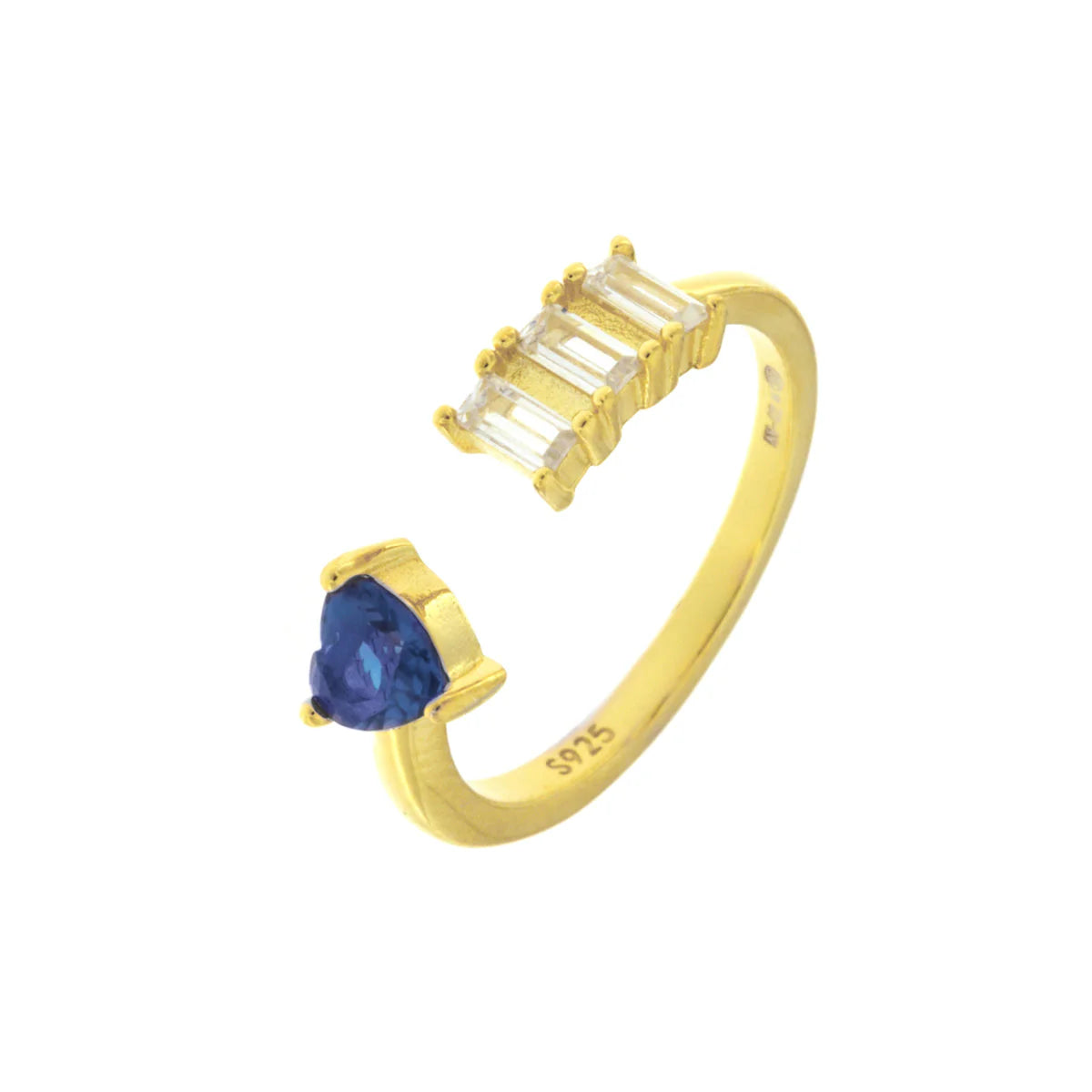 Anello in Argento con zirconi e cuore blu | Rohome