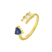 Anello in Argento con zirconi e cuore blu | Rohome