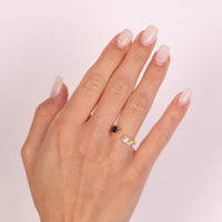 Anello in Argento con zirconi e cuore blu | Rohome