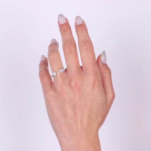 Anello in Argento con zirconi e cuore trasparente | Rohome