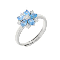 Anello in Argento a fiore con zirconi bianchi e blu | Rohome