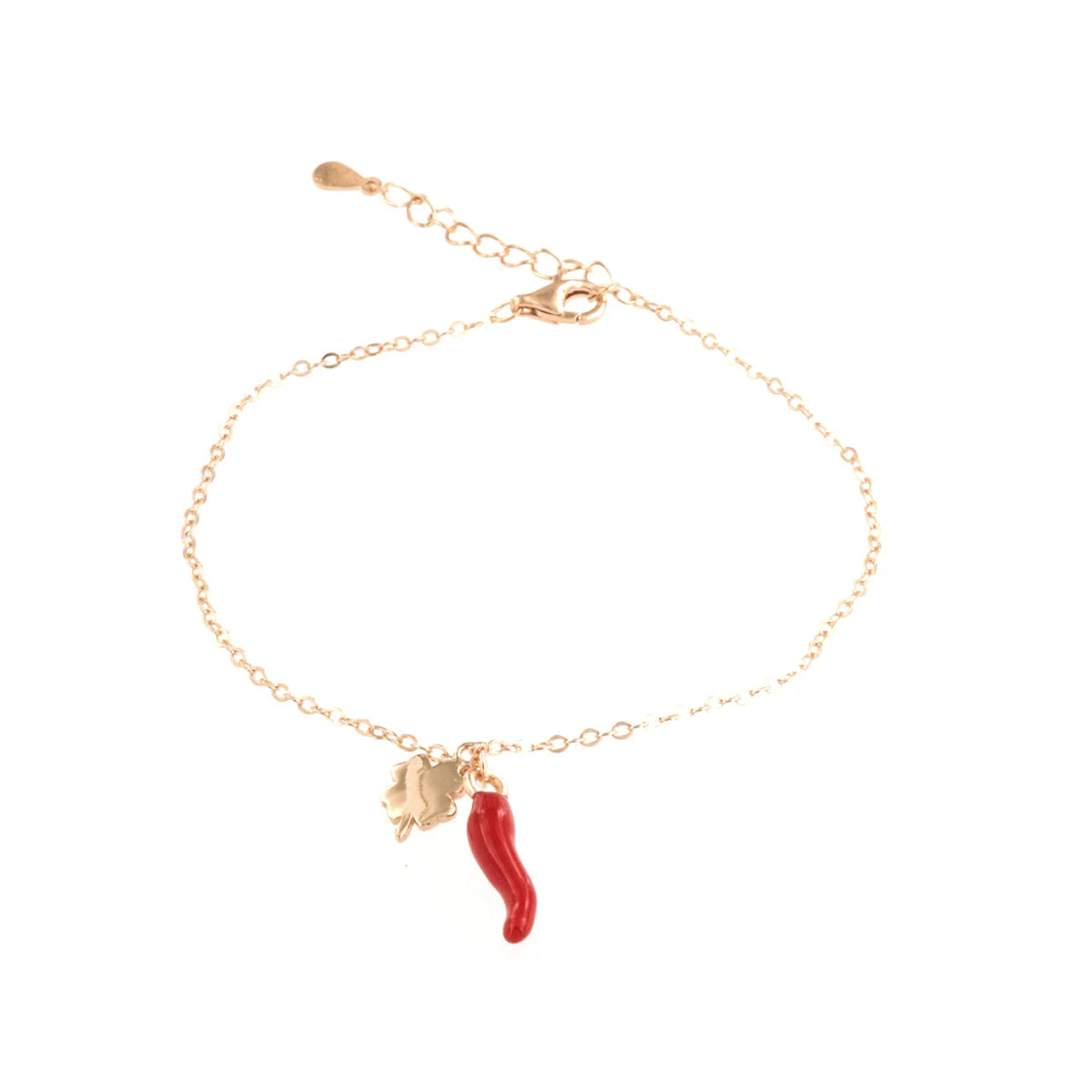 Bracciale in argento ed oro con ciondolo corno portafortuna | Rohome