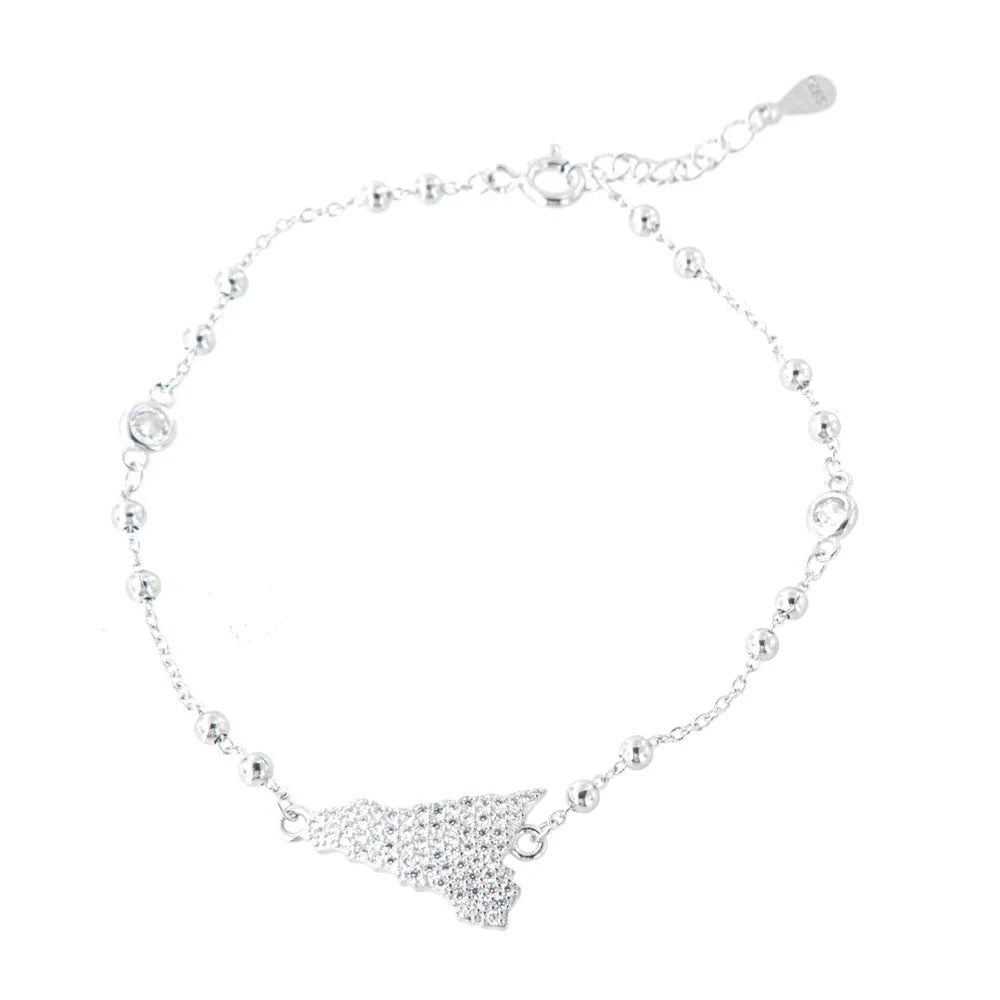 Bracciale in argento con ciondolo Sicilia e zirconi | Rohome