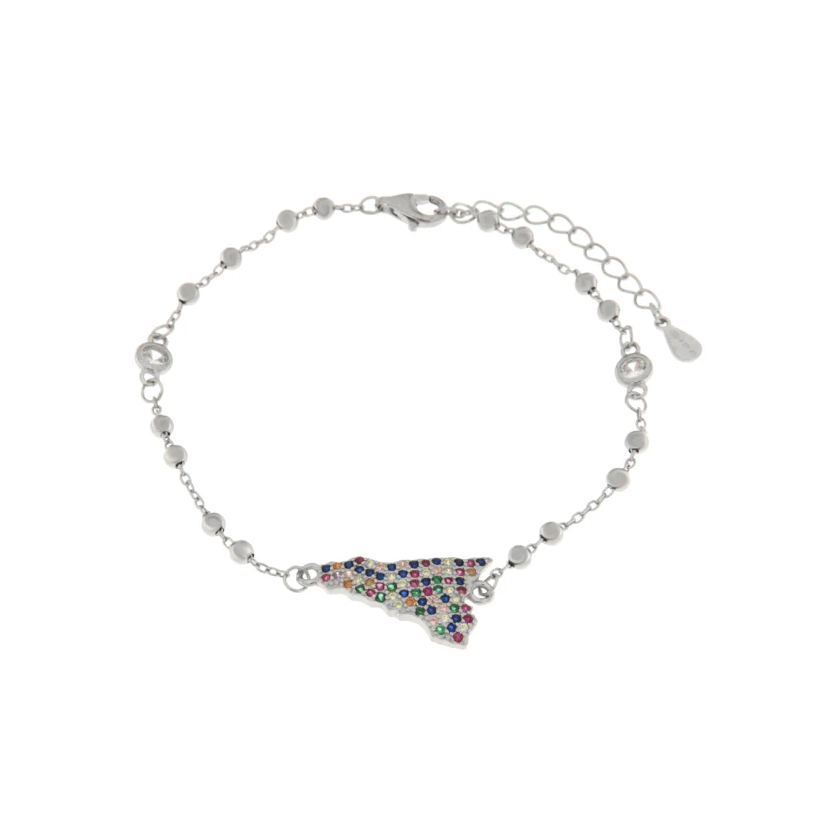 Bracciale in argento con ciondolo Sicilia e zirconi colorati | Rohome