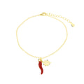Bracciale in argento oro con ciondolo corno portafortuna | Rohome