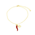 Bracciale in argento oro con ciondolo corno portafortuna | Rohome