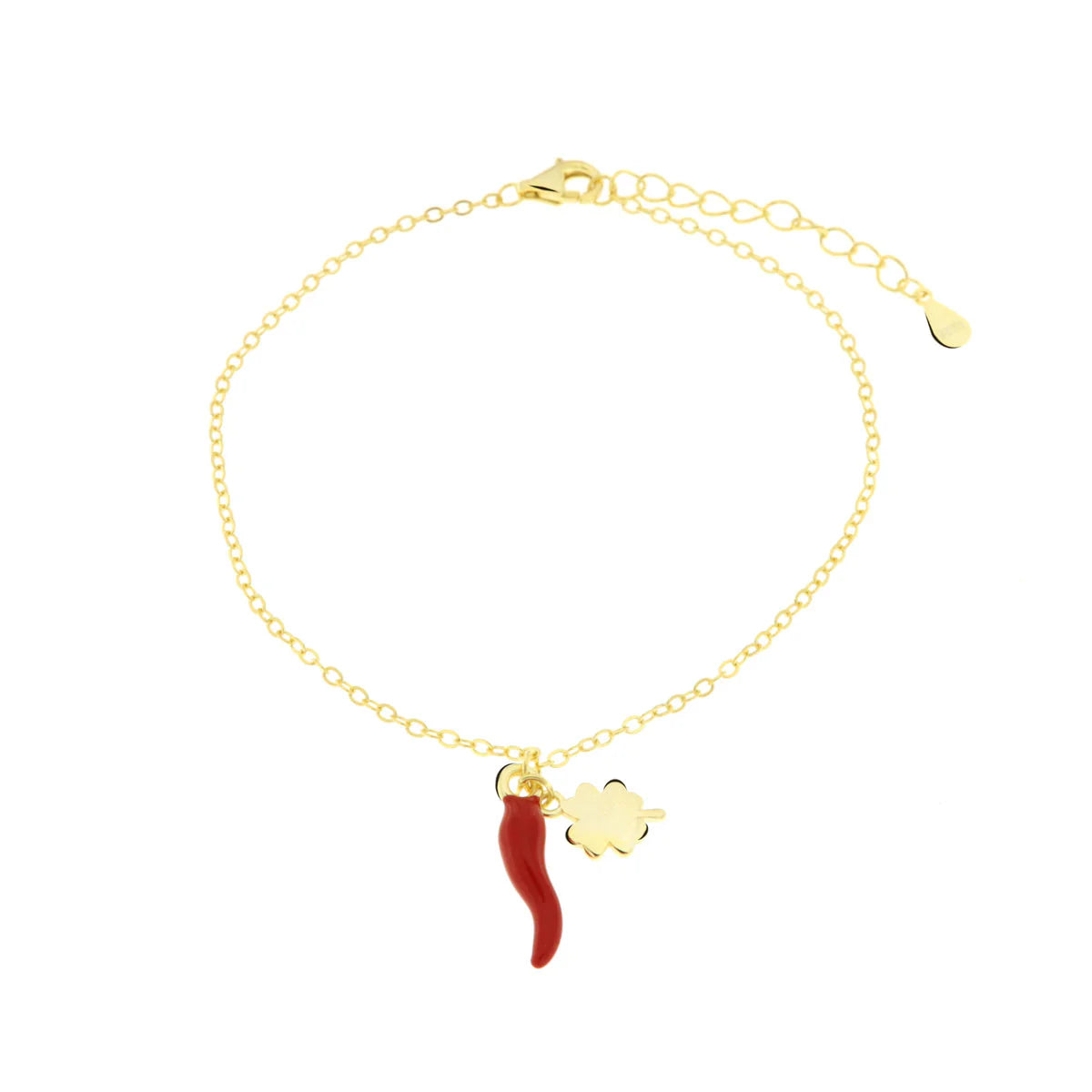 Bracciale in argento oro con ciondolo corno portafortuna | Rohome