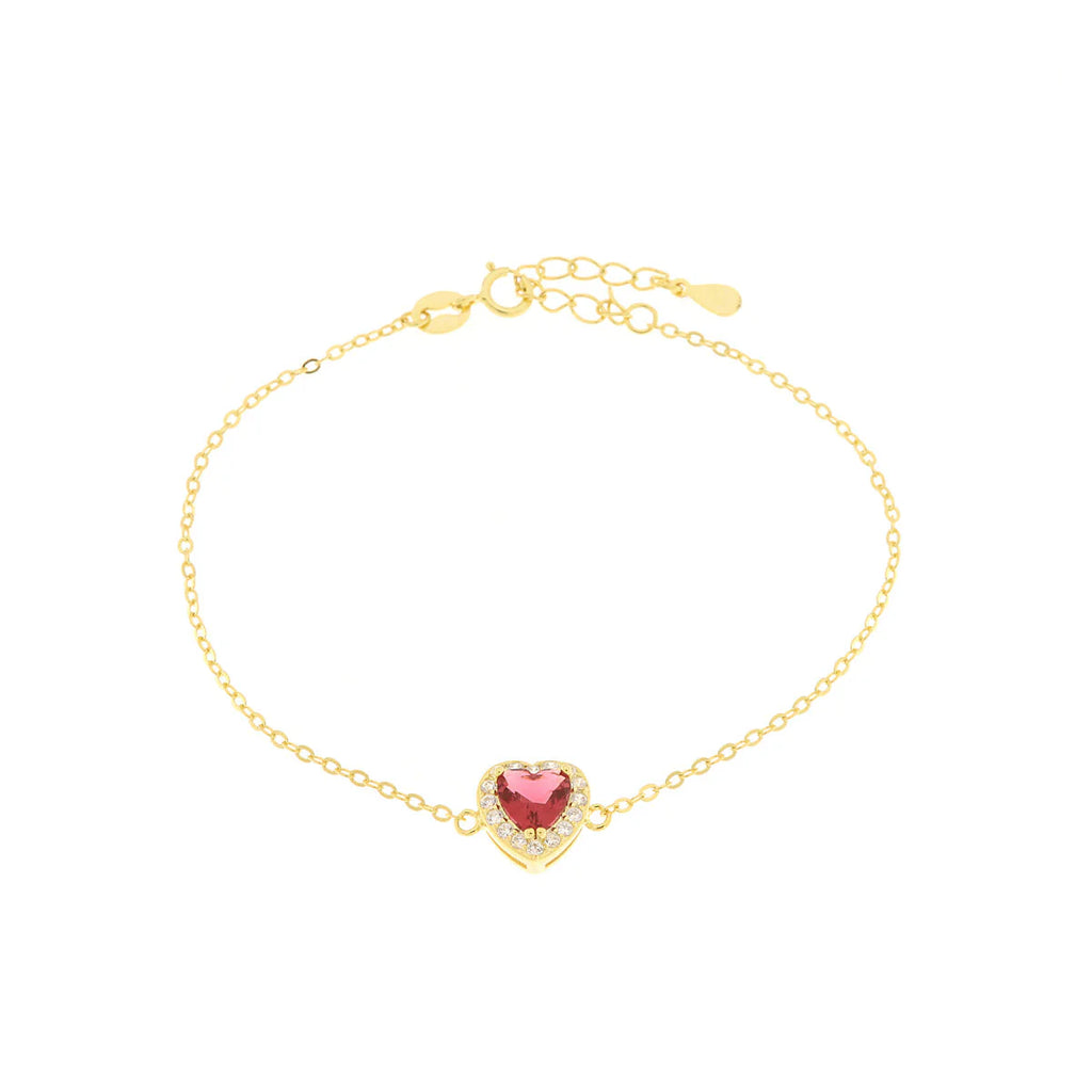 Bracciale in Metallo  con cristalli e cuore rosso | Rohome